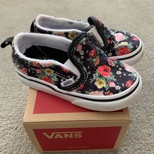 Black Floral Girls Vans sz 6